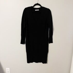 Belinda Robertson black cashmere v neck sweater dress large